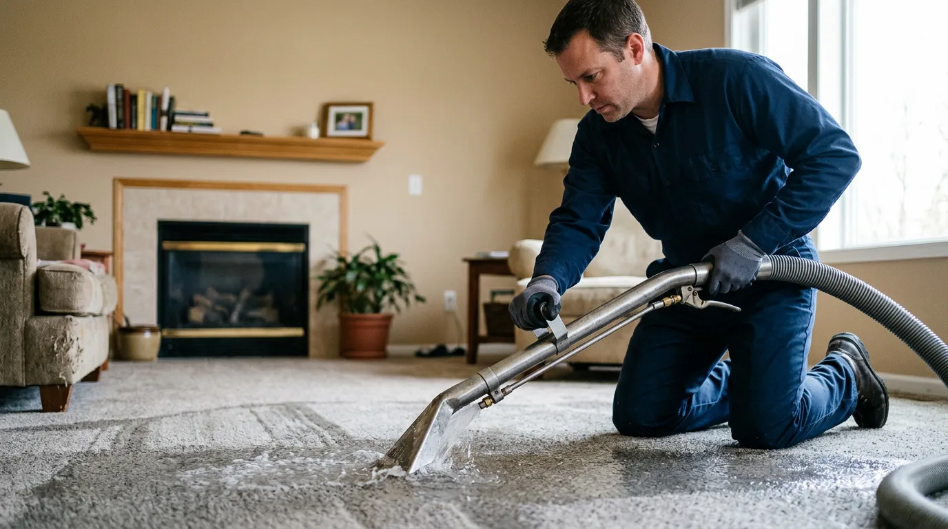 Water damage restoration technician working near Miracle, KY